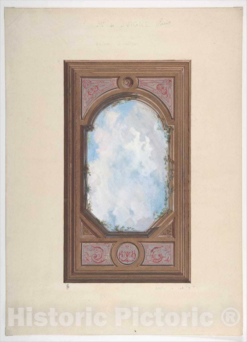 Art Print : Jules-Edmond-Charles Lachaise - Ceiling Design for Salon d'Entrée, Hôtel de Monsieur de Juigne, Paris, 1867 : Vintage Wall Art