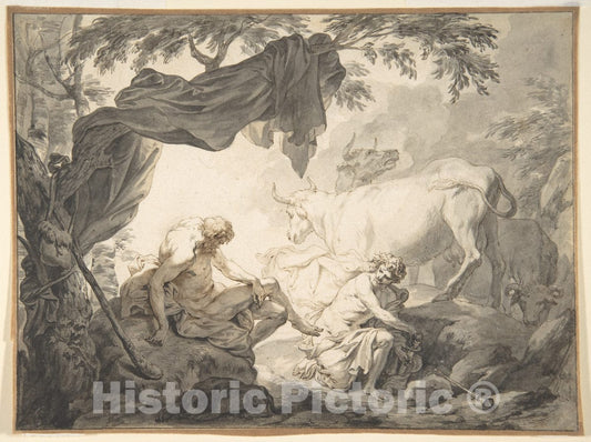 Art Print : Illustrations to The Metamorphoses of Ovid: Jupiter and Io - Artist: Godfried Maes - Created: 17th Century 1 : Vintage Wall Art