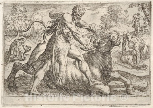 Art Print : Hercules and Achelous - Artist: Antonio Tempesta - Created: 1608 : Vintage Wall Art