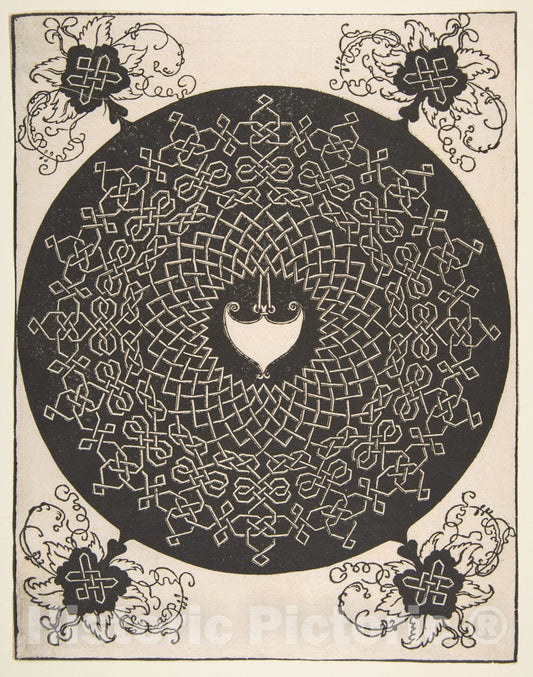 Art Print : Albrecht Dürer - Embroidery Pattern with an Amazon Shield in its Center : Vintage Wall Art