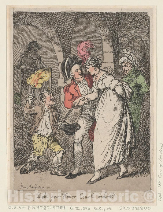 Art Print : Thomas Rowlandson - an Old Member on his Road to The House of Commons 2 : Vintage Wall Art
