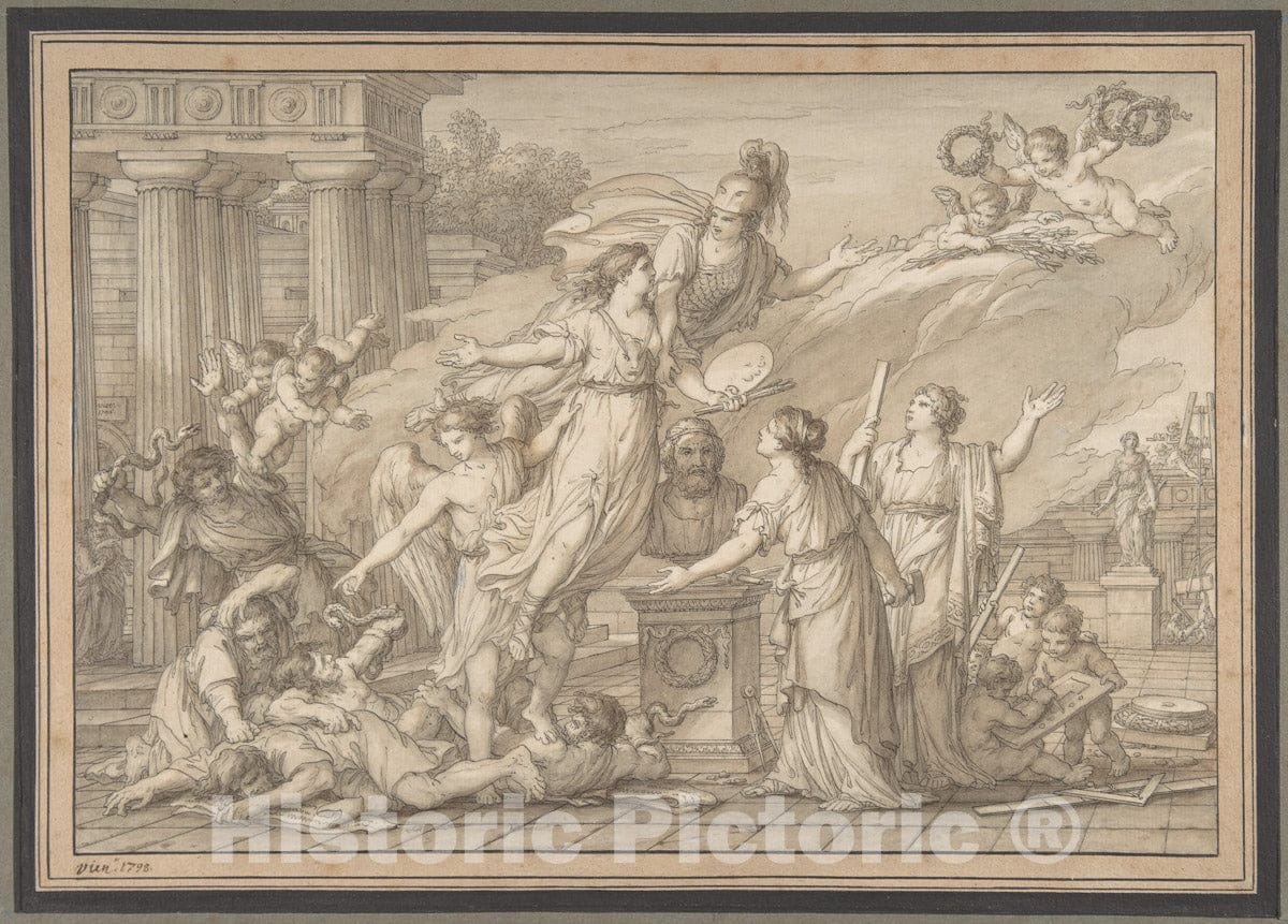 Art Print : Joseph Marie Vien - Allegory of The Arts : Vintage Wall Art