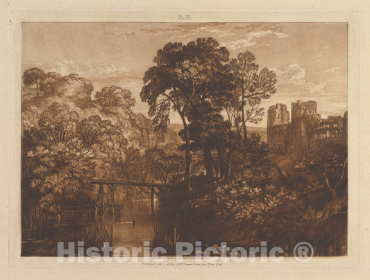 Art Print : Designed and Engraved by Joseph Mallord William Turner - Berry Pomeroy Castle (Liber Studiorum, Part XII, Plate 58) : Vintage Wall Art