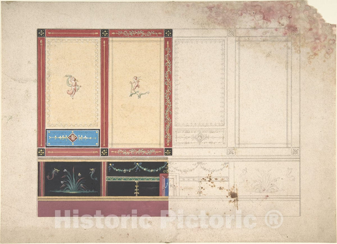 Art Print : Italian, 19th Century - Design for a Painted Ceiling 2 : Vintage Wall Art