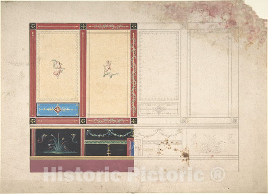 Art Print : Italian, 19th Century - Design for a Painted Ceiling 2 : Vintage Wall Art