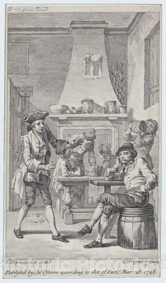Art Print : Charles Grignion, I - Frontispiece to Tobias Smollett's Roderick Random : Vintage Wall Art