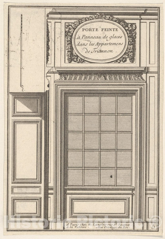 Art Print : Hidden Door Covered with a Mirror in The Trianon Palace - Artist: Jean Le Pautre - Created: 17th Century : Vintage Wall Art