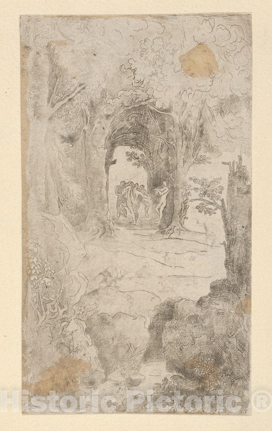 Art Print : Rodolphe Bresdin - Faunes Dansant (Dancing Fauns) : Vintage Wall Art