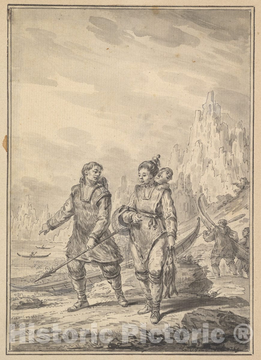 Art Print : Jean-Baptiste Le Prince - A Fisherman and his Family. : Vintage Wall Art