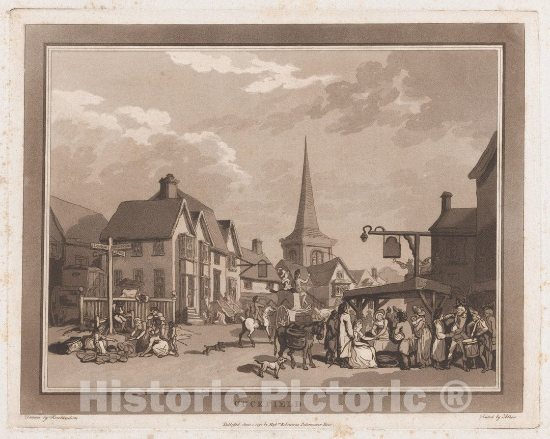 Art Print : Drawn and Etched by Thomas Rowlandson - Cuckfield (an Excursion to Brighthelmstone) : Vintage Wall Art