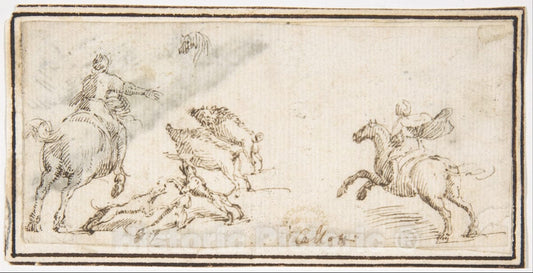 Art Print : Francesco Allegrini - Boar Hunt : Vintage Wall Art