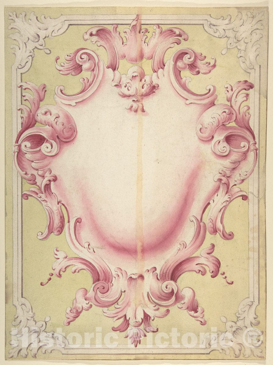 Art Print : Italian, First Half of The 18th Century - Design for a Cartouche 1 : Vintage Wall Art