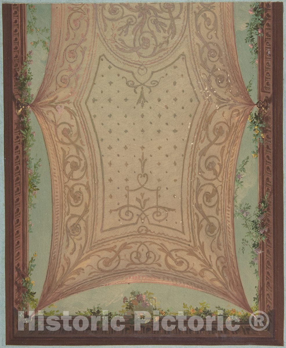 Art Print : Jules-Edmond-Charles Lachaise - Design for Gallery Ceiling, Hôtel Cottier 2 : Vintage Wall Art