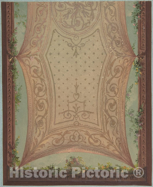Art Print : Jules-Edmond-Charles Lachaise - Design for Gallery Ceiling, Hôtel Cottier 2 : Vintage Wall Art