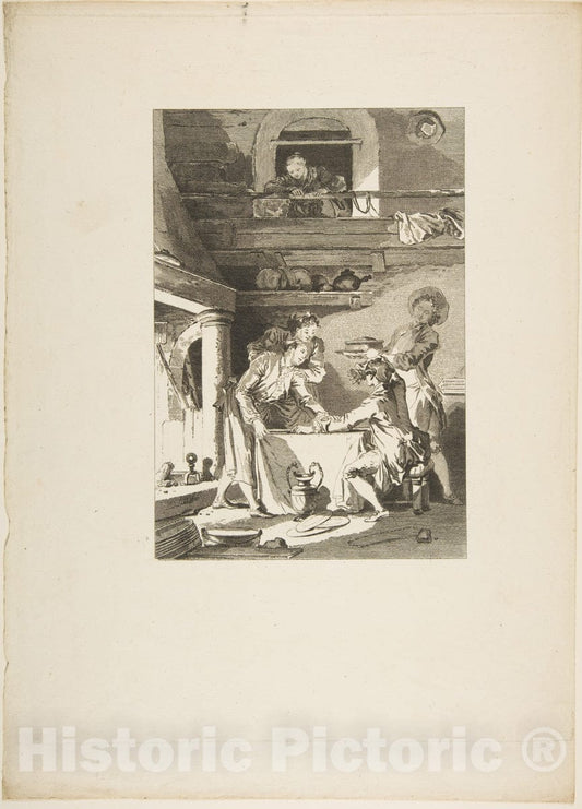 Art Print : Le Pate d'Anguilles - Artist: Jean de La Fontaine - Created: 1795 : Vintage Wall Art