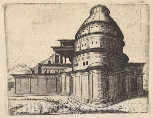 Art Print : Lambert Suavius  - Building Aerarii Publici Rome : Vintage Wall Art