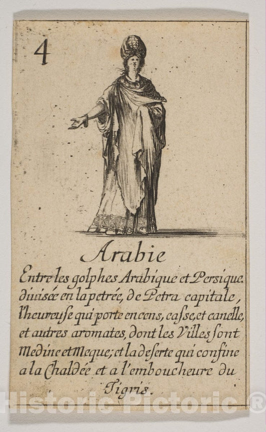 Art Print : Etched by Stefano Della Bella - Arabie : Vintage Wall Art