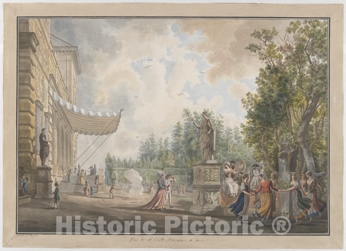 Art Print : Giovanni Volpato - Villa Borghese : Vintage Wall Art