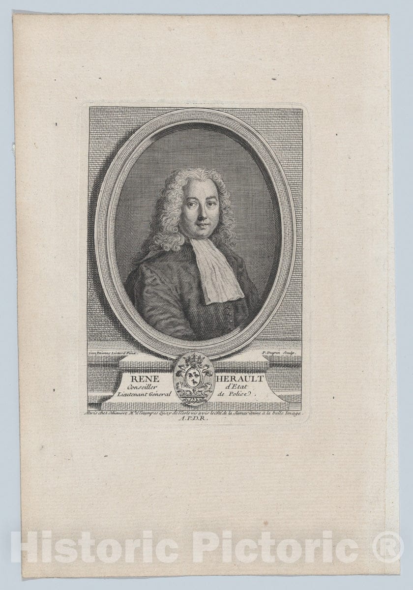 Art Print : Pierre Dupin - Portrait of René Herault : Vintage Wall Art