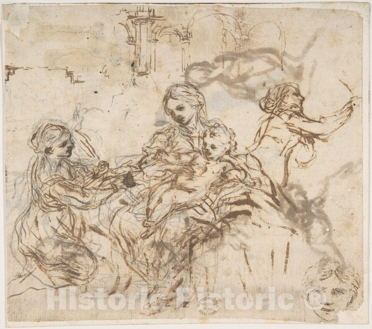 Art Print : The Virgin and Child with Saint Martina - Artist: Pietro da Cortona (Pietro Berrettini) - Created: 1596–1669 : Vintage Wall Art