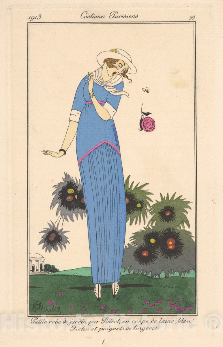 Art Print : George Barbier - Petite Robe de Jardin, from Costumes Parisiens : Vintage Wall Art