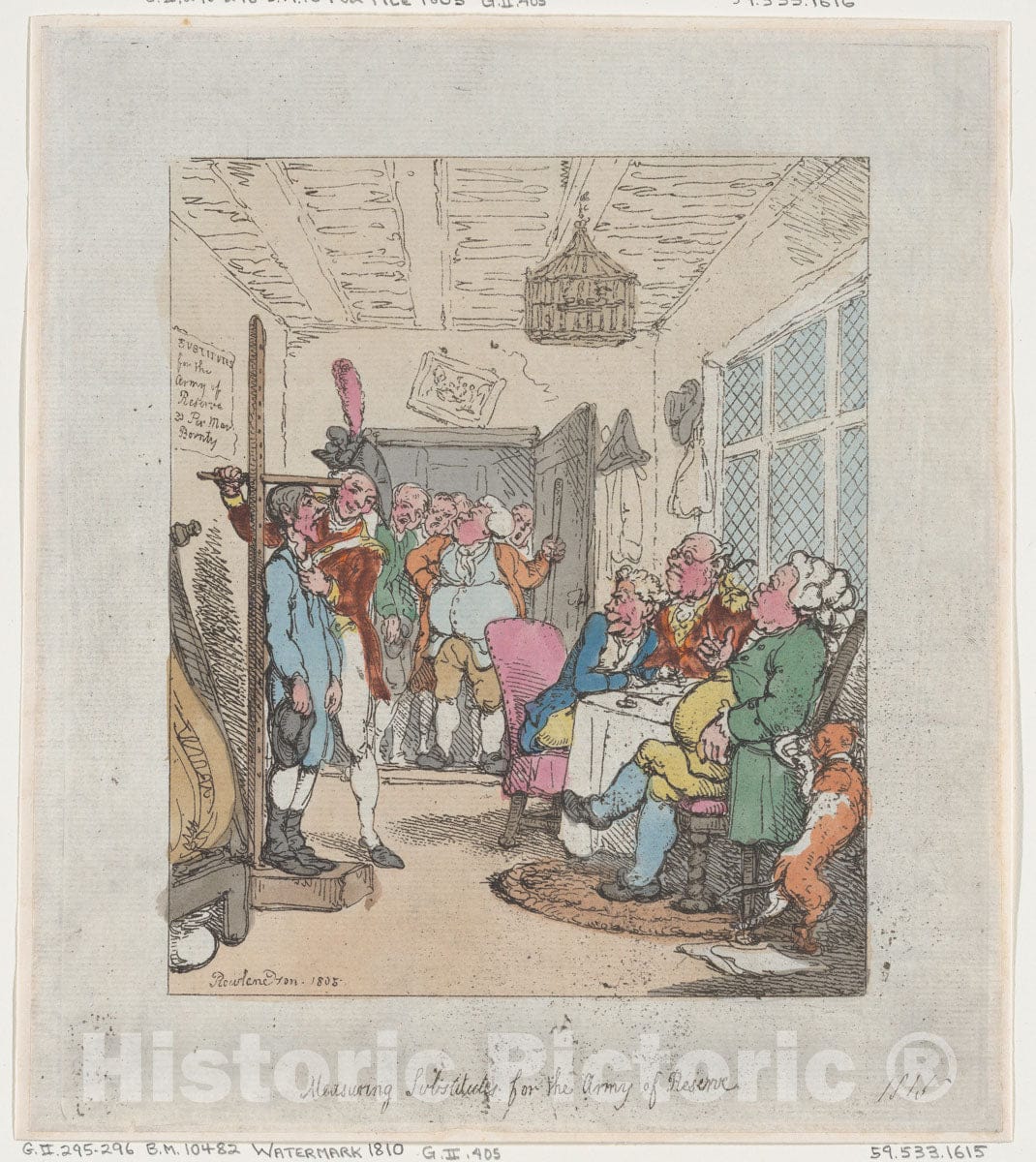 Art Print : Thomas Rowlandson - Measuring Substitutes for The Army of Reserve 2 : Vintage Wall Art
