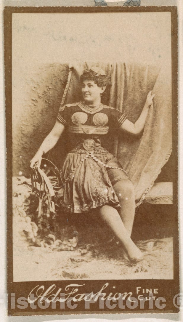 Photo Print : Actress Holding Studio Curtain, from The Actresses Series (N664) Promoting Old Fashion Fine Cut Tobacco 2 : Vintage Wall Art