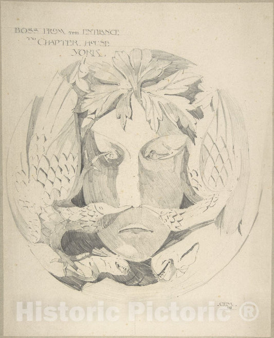 Art Print : Eleanor Mercer - Boss from Chapter House, York : Vintage Wall Art