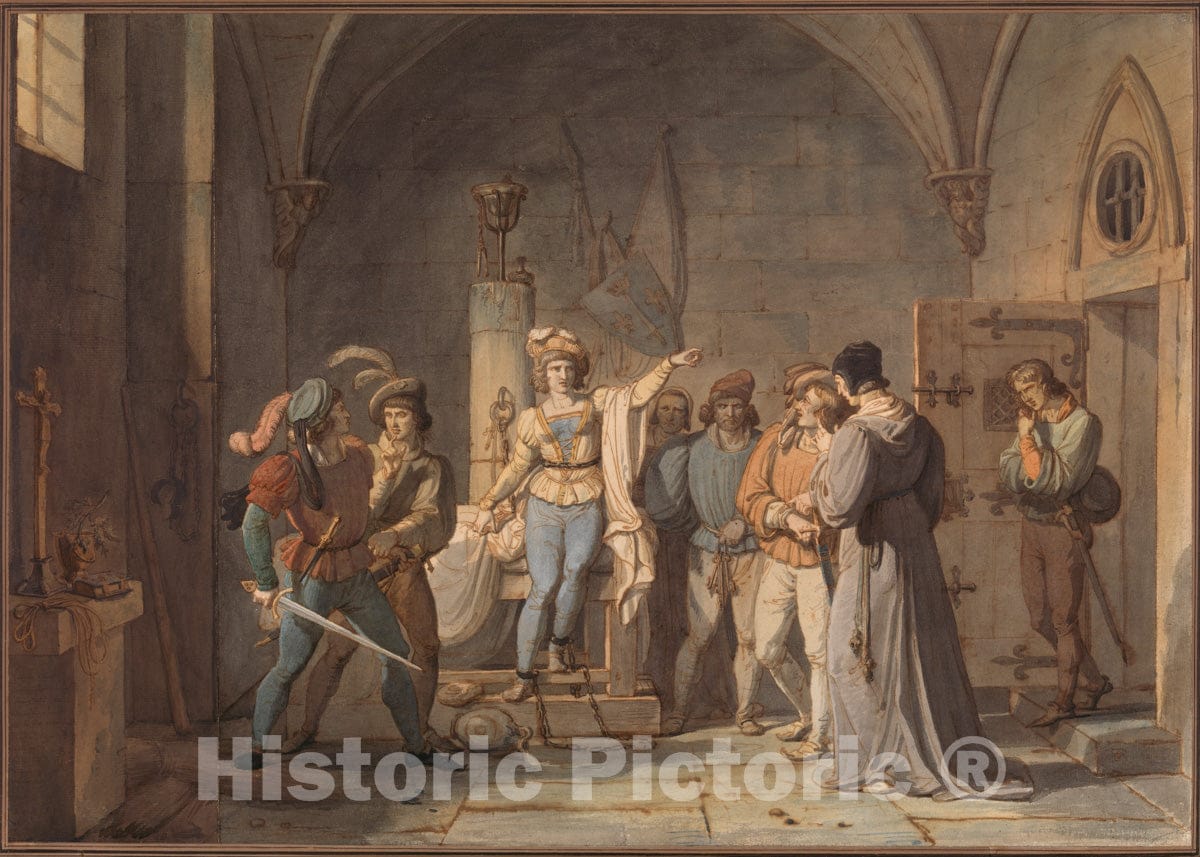 Art Print : Pierre Henri Revoil - Joan of Arc Imprisoned in Rouen : Vintage Wall Art