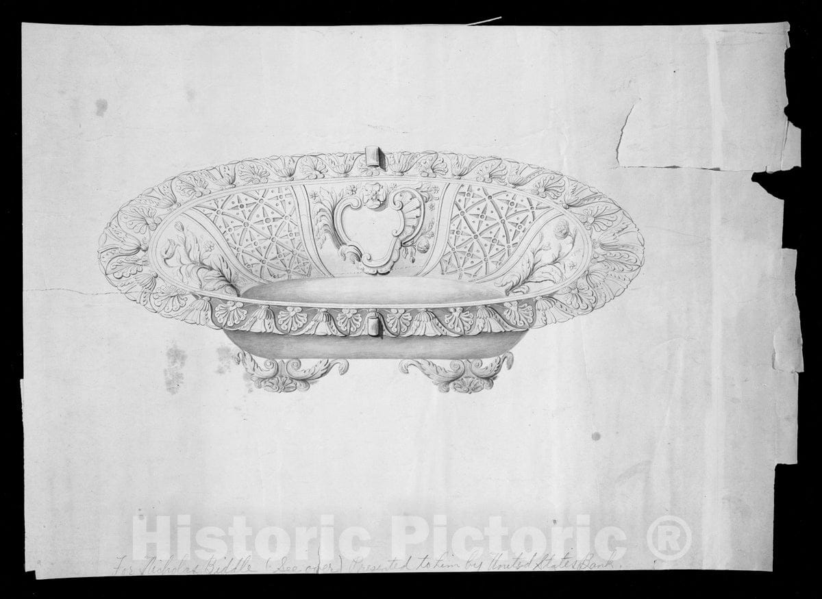 Art Print : Thomas Fletcher - Design for a Fruit or Bread Basket : Vintage Wall Art