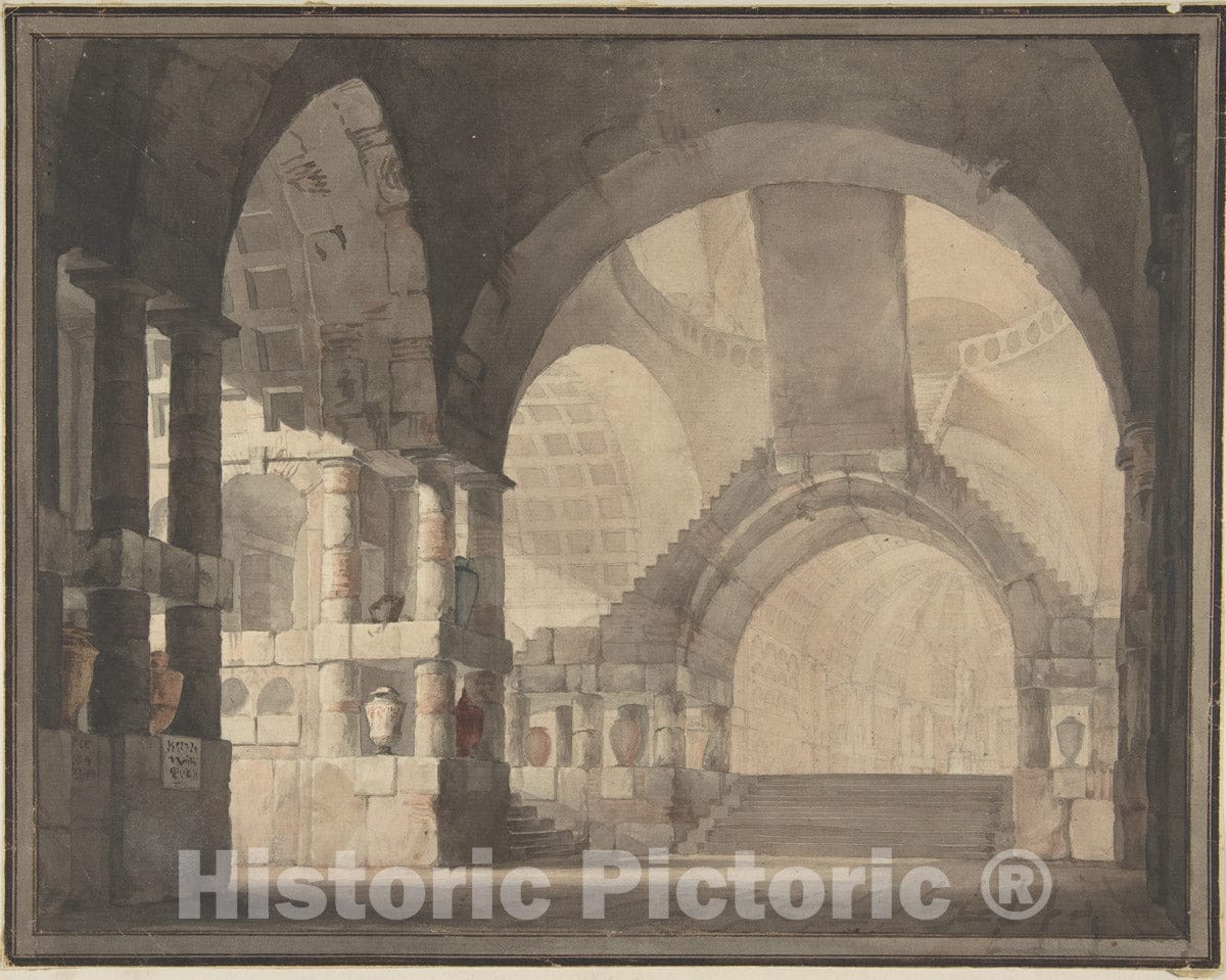Art Print : Italian, 18th Century - Archways, Design for Stage : Vintage Wall Art