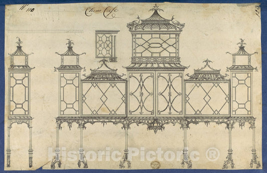 Art Print : Thomas Chippendale - China Case, from Chippendale Drawings, Vol. II 3 : Vintage Wall Art