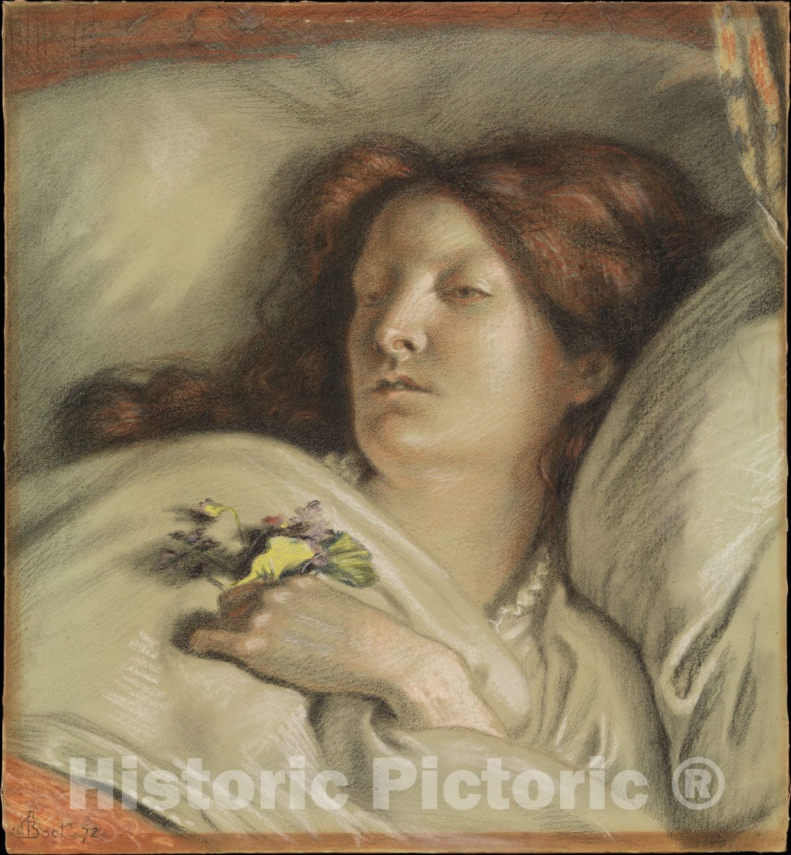Art Print : Ford Madox Brown - The Convalescent (A Portrait of The Artist's Wife) : Vintage Wall Art