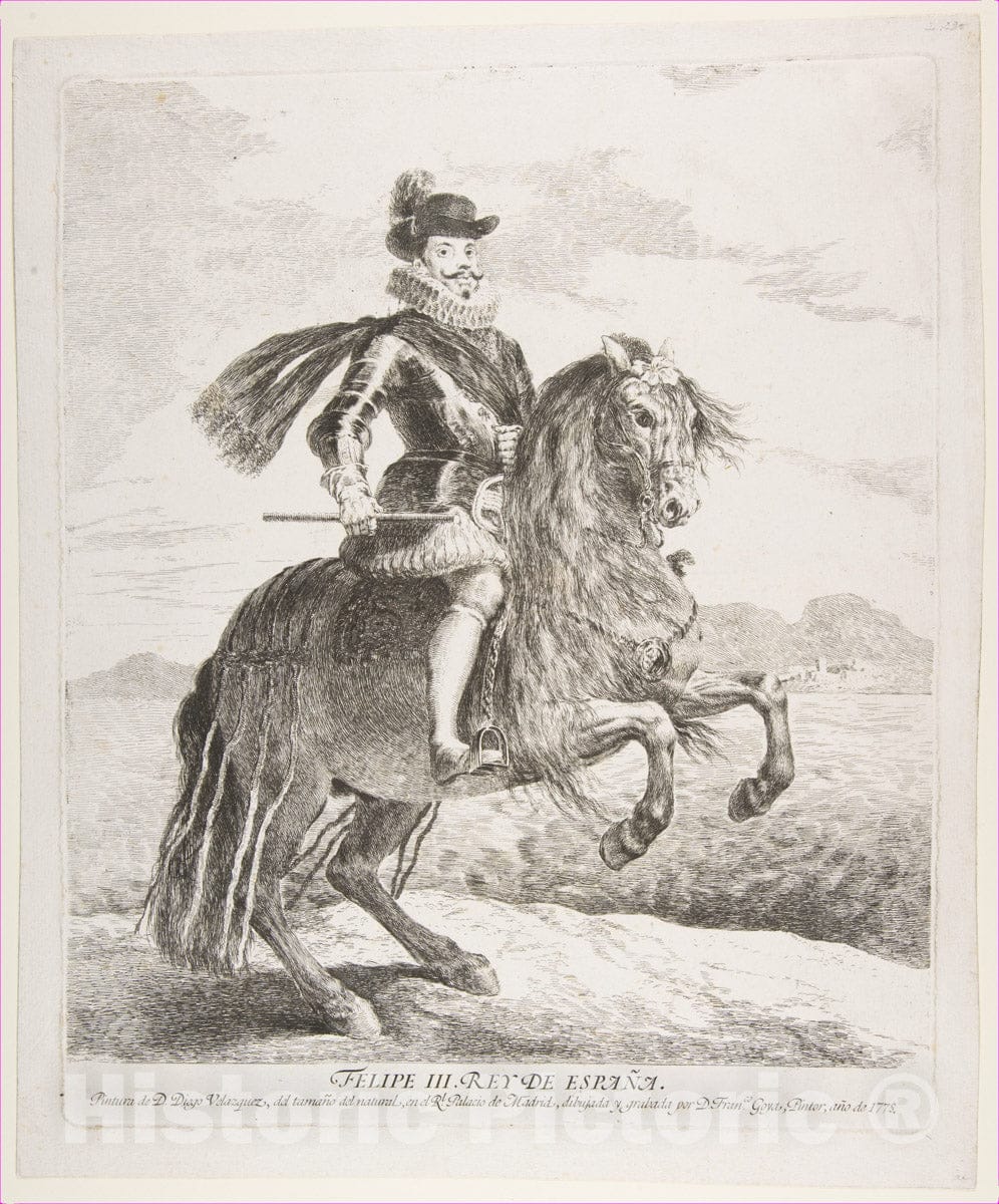 Art Print : Goya - Philip III, King of Spain on Horseback, After Velázquez : Vintage Wall Art