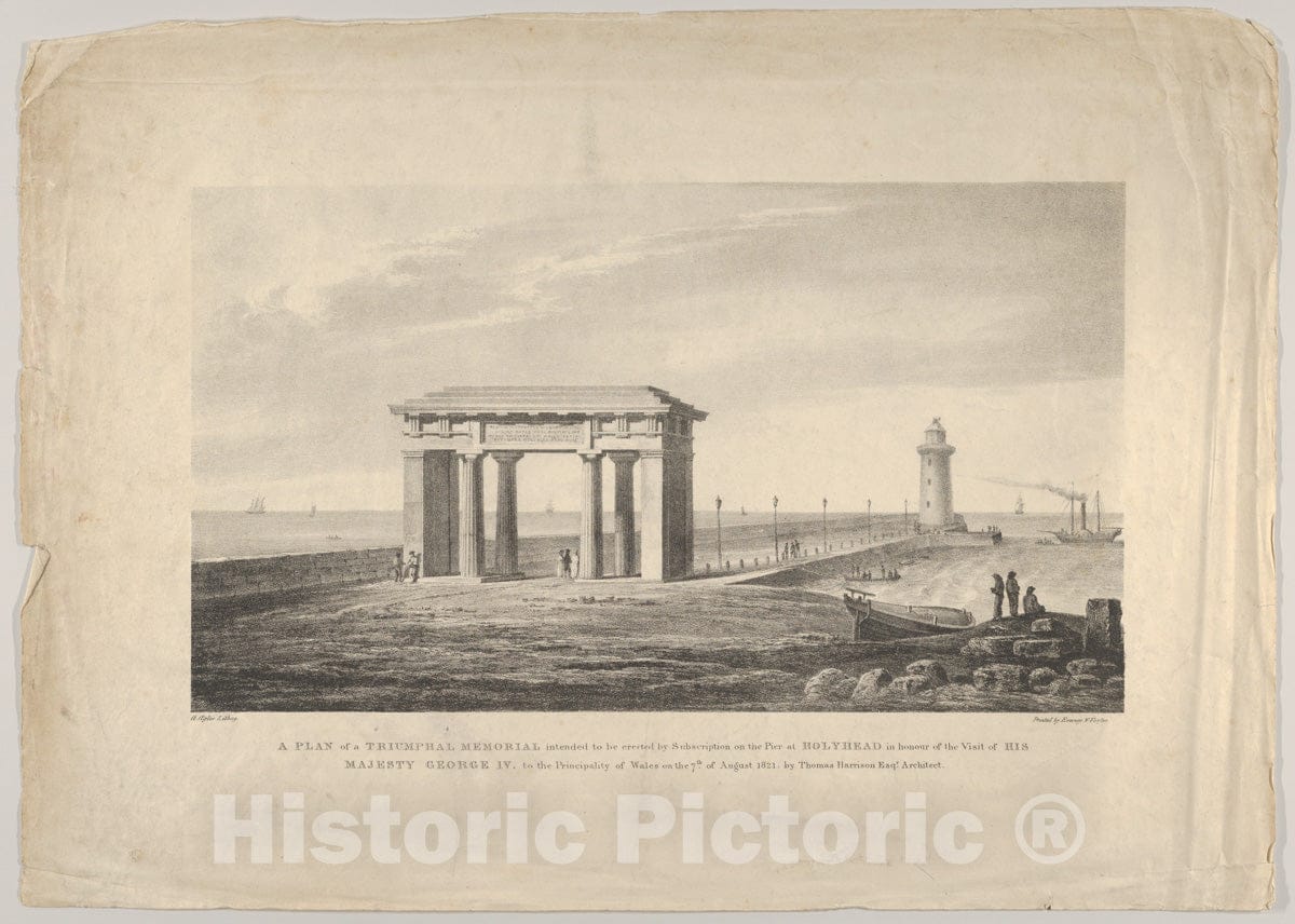 Art Print : A Plan of a Triumphal Memorial - Artist: Augostino Aglio, The Elder - Created: c1822 : Vintage Wall Art