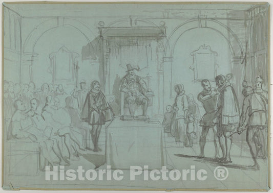 Art Print : King Christian IV of Denmark Judging Christoffer Rosenkrantz