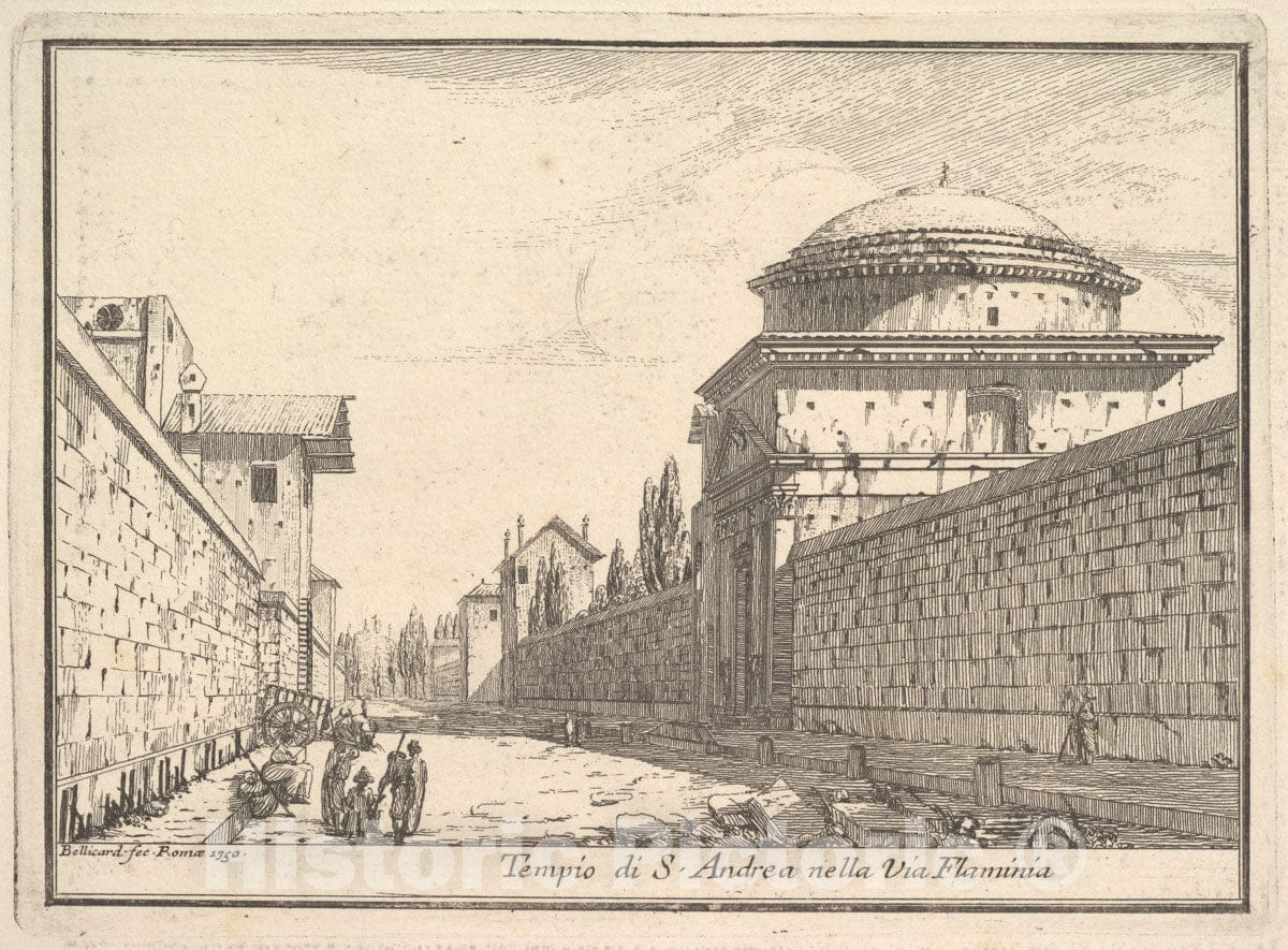 Art Print : Jérôme Charles Bellicard - Tempio di Sant'Andrea, Via Flaminia : Vintage Wall Art