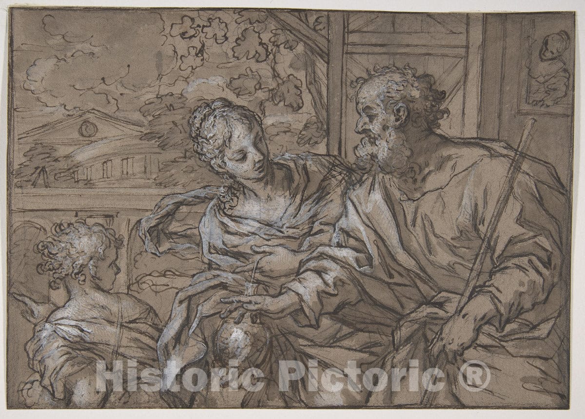 Art Print : Giuseppe Nicola Nasini - The Dismissal of Hagar : Vintage Wall Art