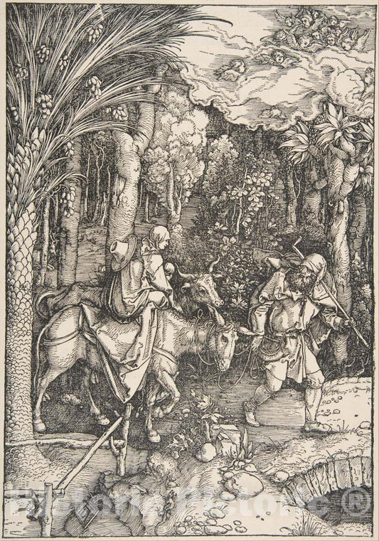 Art Print : Albrecht Dürer - The Flight into Egypt, from The Life of The Virgin, Latin Edition, 1511 : Vintage Wall Art
