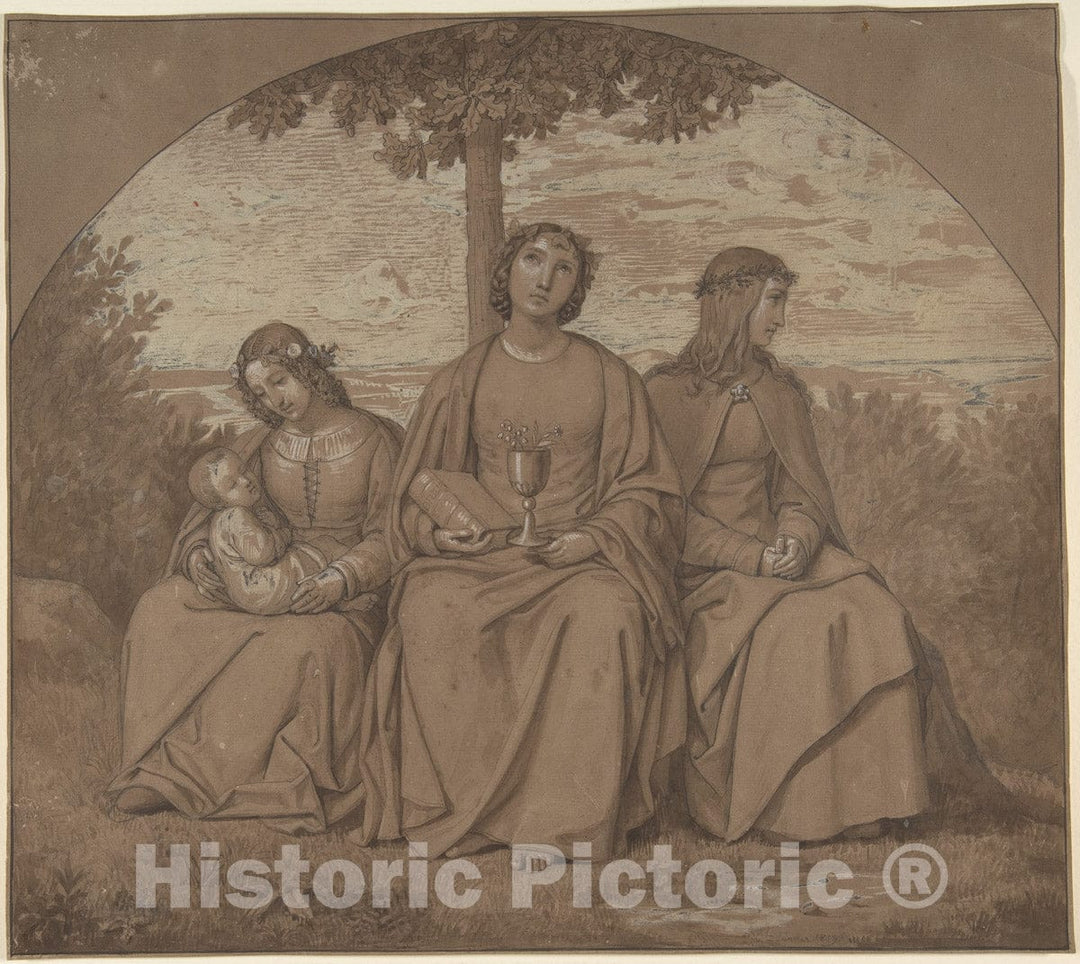 Art Print : Heinrich Maria von Hess - Allegories of Faith, Hope, and Charity : Vintage Wall Art