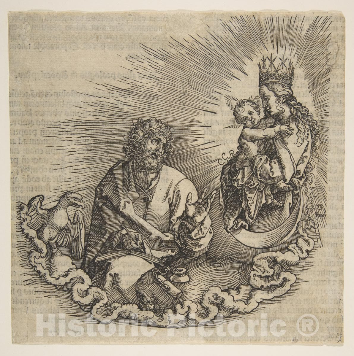 Art Print : Albrecht Dürer - The Virgin Appearing to Saint John, Frontispiece to The Apocalyppse : Vintage Wall Art