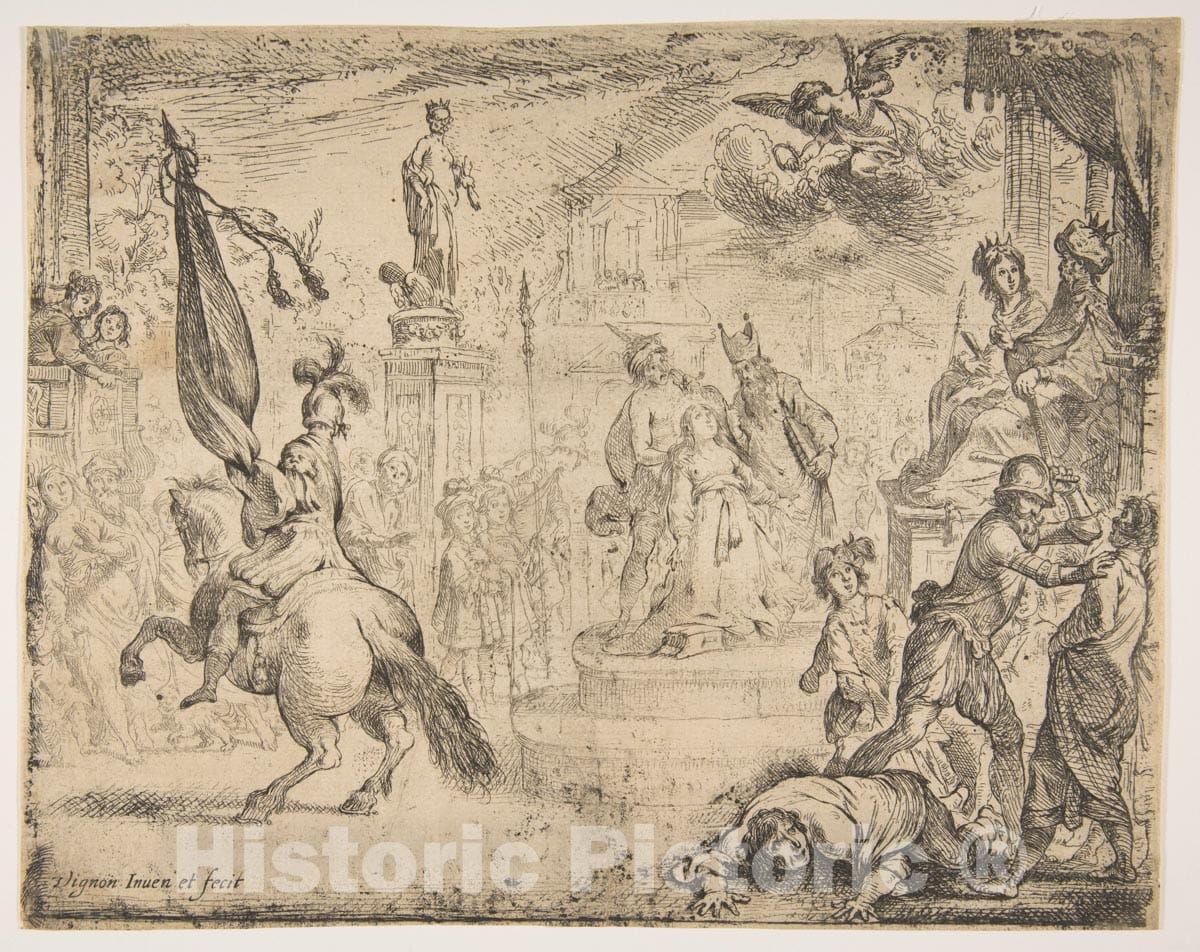 Art Print : Claude Vignon - The Martyrdom of St. Catherine : Vintage Wall Art