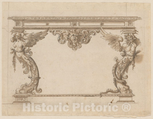 Art Print : Italian, 18th Century - Design for a pier Table : Vintage Wall Art