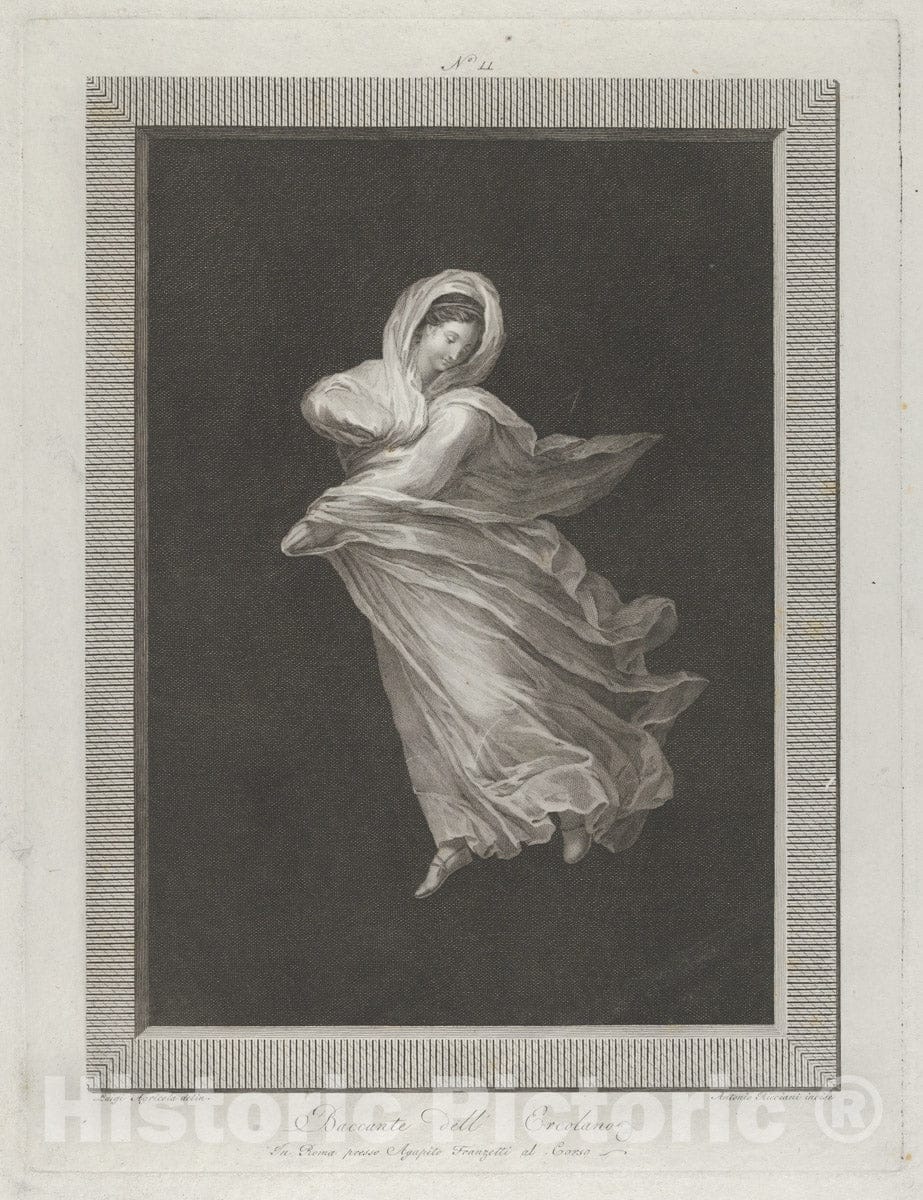 Art Print : A Bacchante Wearing a Flowing Drapery - Artist: Agapito Franzetti - Created: c1795 : Vintage Wall Art