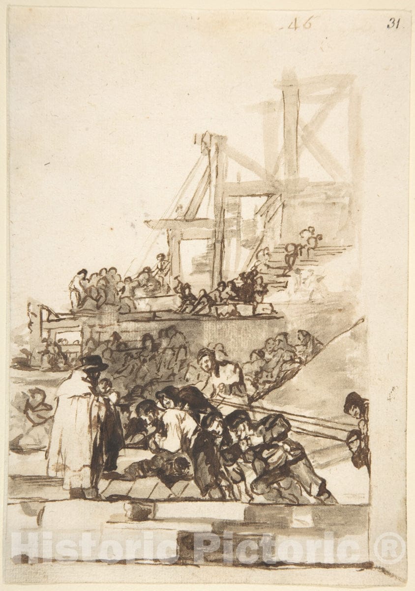 Art Print : Goya - Construction in Progress (Images of Spain Album, 46) : Vintage Wall Art