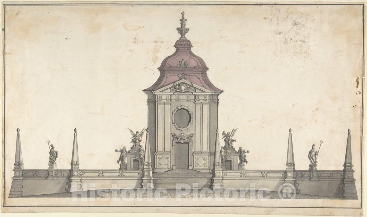Art Print : German, 18th Century - Design for a Funerary Monument : Vintage Wall Art