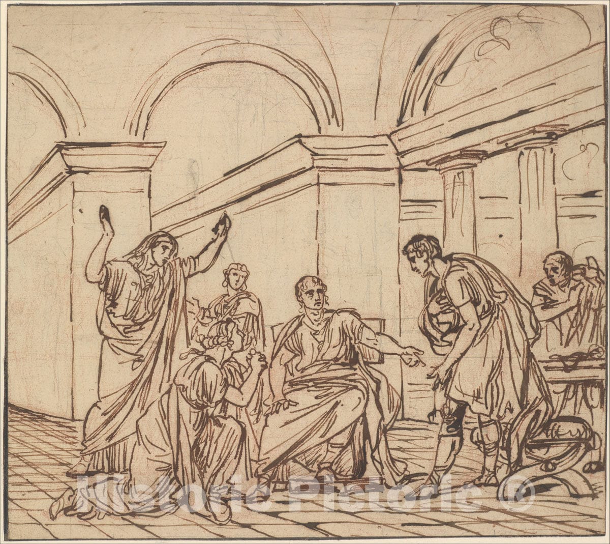 Art Print : François André Vincent - The Clemency of Augustus (Corneille, Cinna, V, 3) : Vintage Wall Art