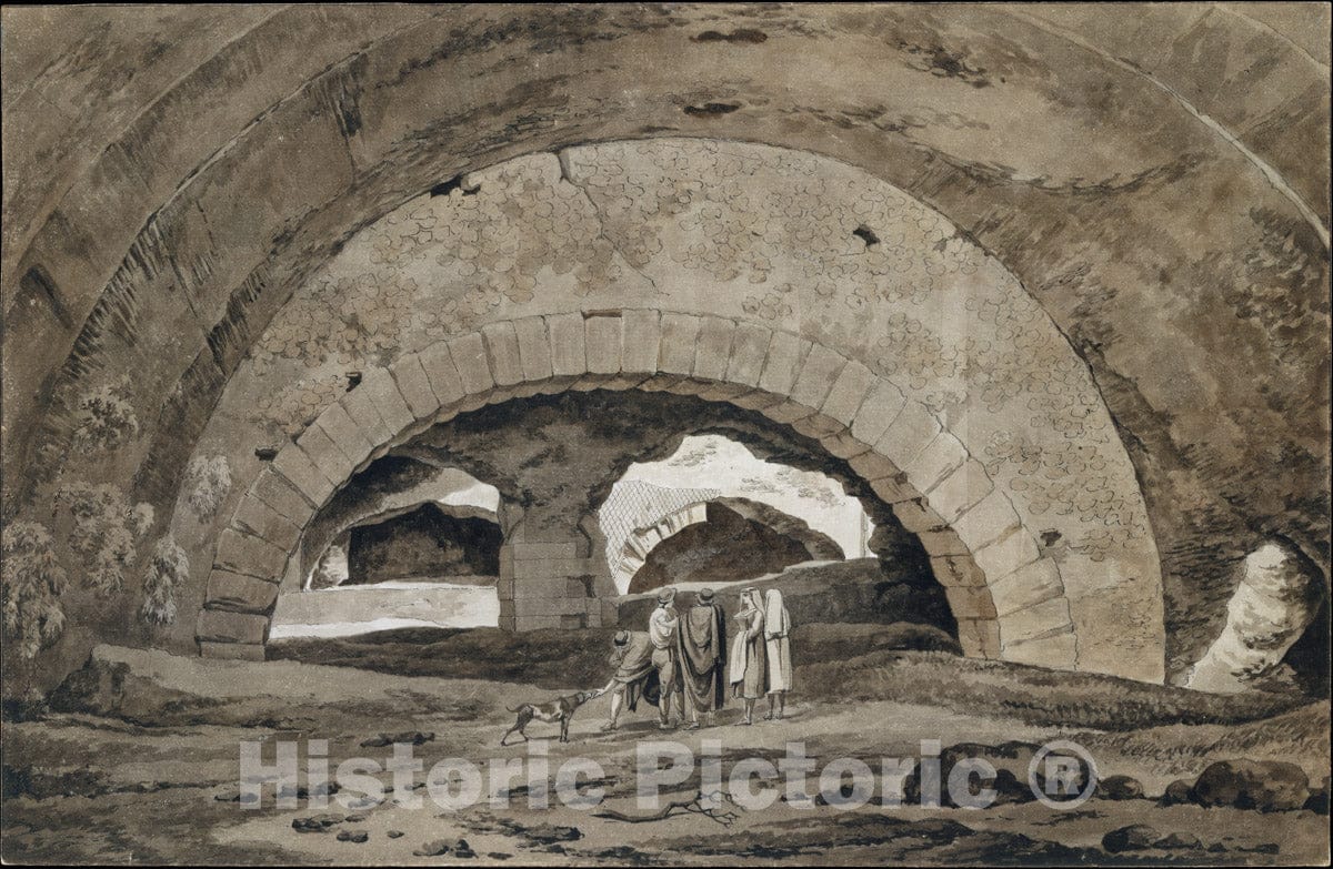 Art Print : Hendrik Voogd - The Interior of The So-Called Stables of Maecenas at Tivoli : Vintage Wall Art