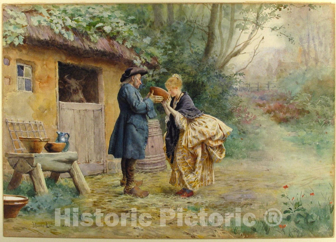 Art Print : Maurice Leloir - The Drink of Milk : Vintage Wall Art