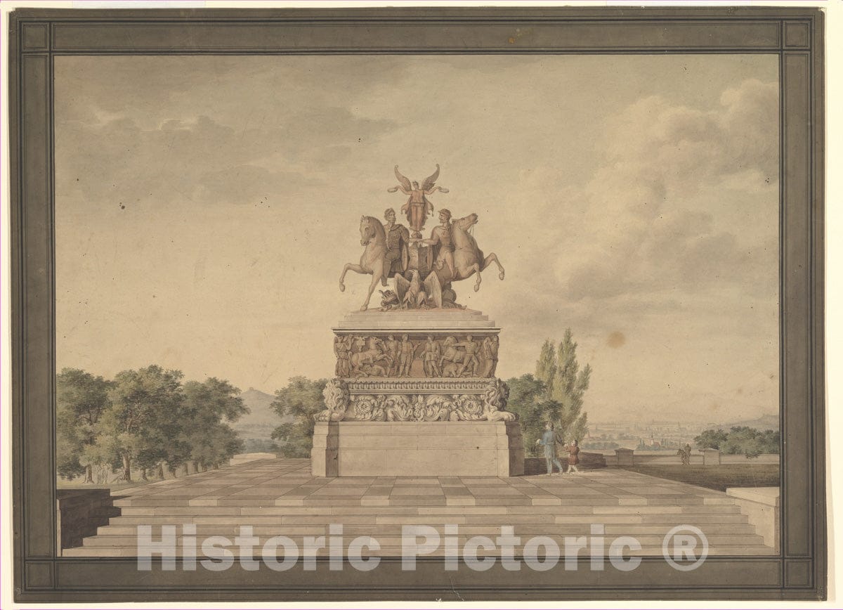 Art Print : Leo von Klenze - Design for a Monument of The Victory of Waterloo (Recto)